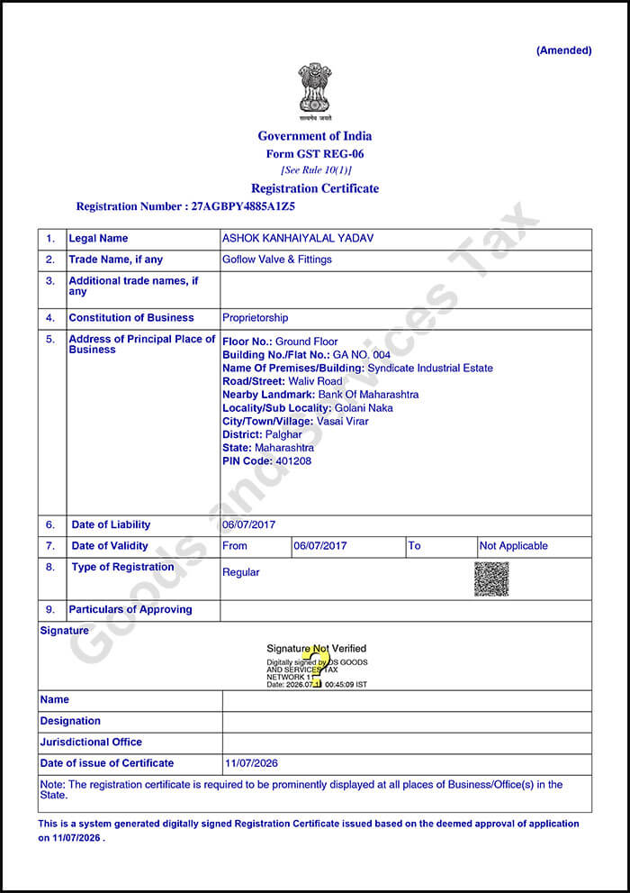 GST Certificate